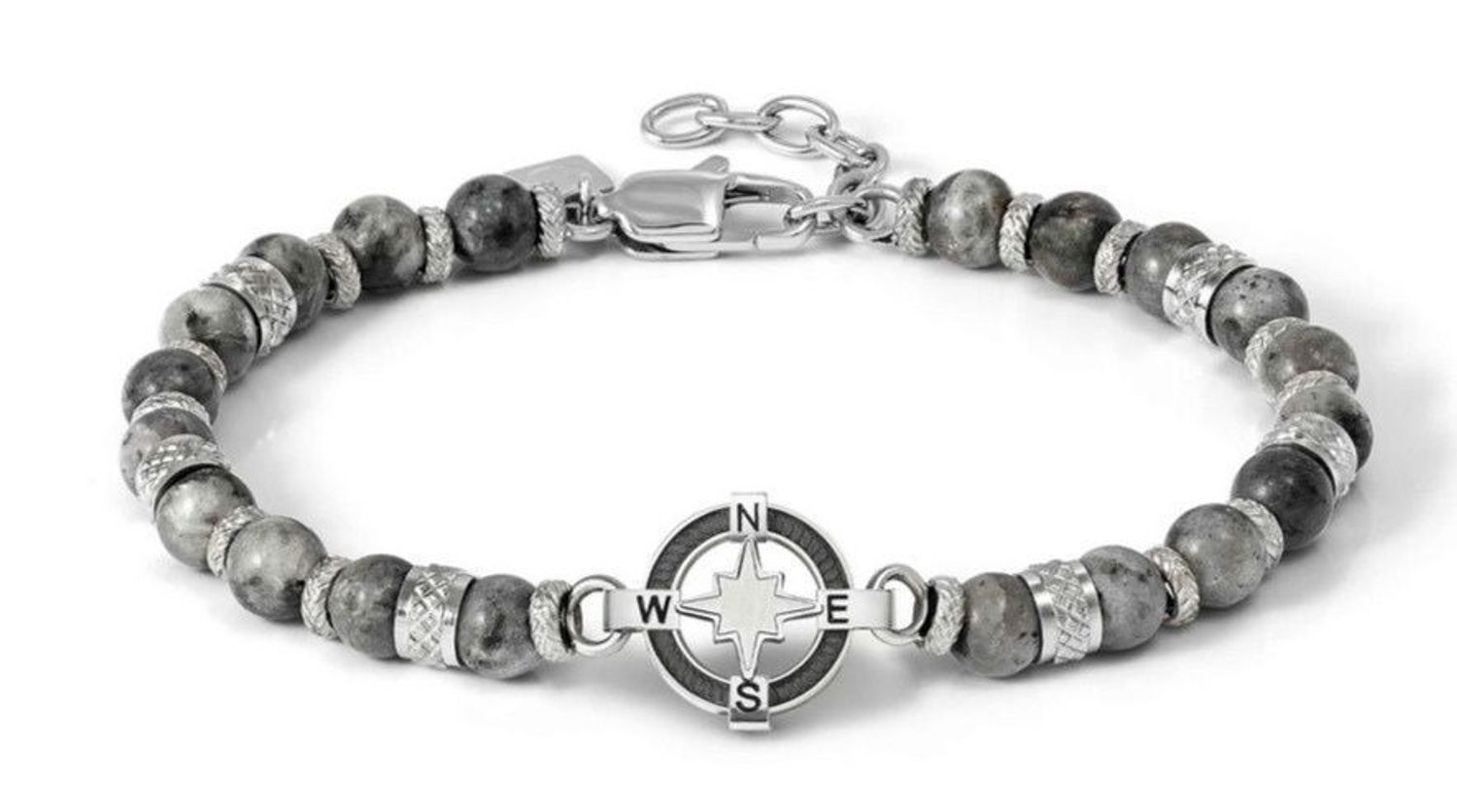 Bransoletka męska Nomination Manvision 133016 061 – stal nierdzewna, Róża Wiatrów, szary jaspis.jpg